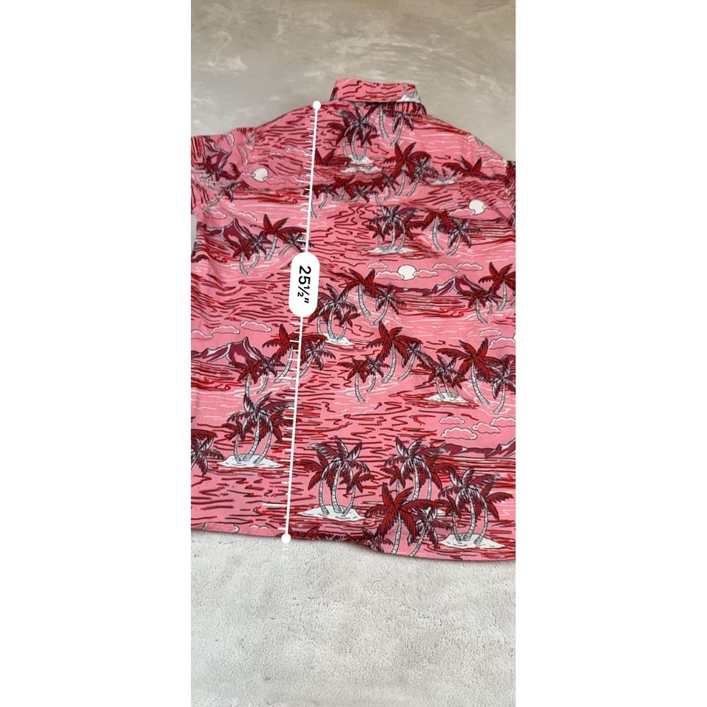 TEXAITO Men's Pink Palm Tree Hawaiian Button Up Short Sleeve Shirt Medium - Picture 7 of 7